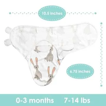 Wooly Heroes Newborn Swaddle Blankets - 100% Cotton Baby Swaddles 0-3 Months - Easy to Use Newborn Sleep Sacks with a Leg Pocket and Adjustable Straps - Swaddle Sack For Baby Boys & Girls - 3 pk Bunny