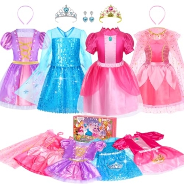 BIBUTY Princess Dress Up Clothes for Little Girls Princess Dresses for Girls, Pretend Play & Dress U...