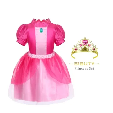 BIBUTY Princess Dress Up Clothes for Little Girls Princess Dresses for Girls, Pretend Play & Dress Up Princess Costume Set with Princess Crown Cape, Princess Toys Gifts for 3-6 Toddler Little Girls