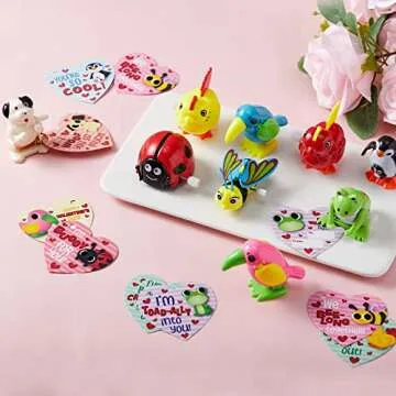 Valentine's Wind-up Toy Set with Cards for Kids Gifts