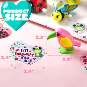 Valentine's Wind-up Toy Set with Cards for Kids Gifts