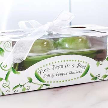 Kate Aspen Two Peas in A Pod Ceramic Salt and Pepper Shakers in Ivy Print Gift Box
