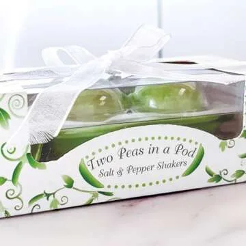 Kate Aspen Two Peas in A Pod Ceramic Salt and Pepper Shakers in Ivy Print Gift Box