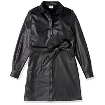 The Drop Women's Sam Vegan Leather Shirtdress, Black, XL