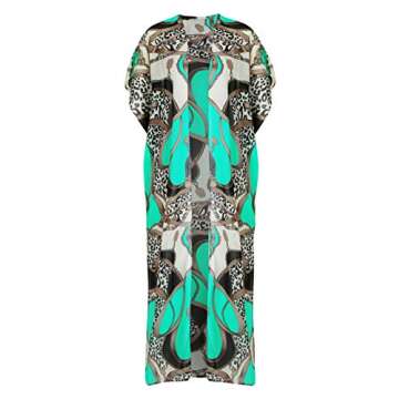 Bsubseach Boho Chain Print Kimono Cardigan Women Half Sleeve Open Front Swimsuit Bikini Beach Cover Up