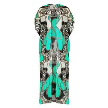 Bsubseach Boho Chain Print Kimono Cardigan Women Half Sleeve Open Front Swimsuit Bikini Beach Cover Up