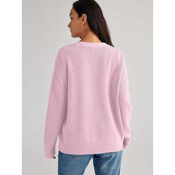 LILLUSORY Cardigan Sweaters for Women 2024 Fall Fashion Oversized Lightweight Sweater Knit Work Jackets Outfits Clothes Pink M