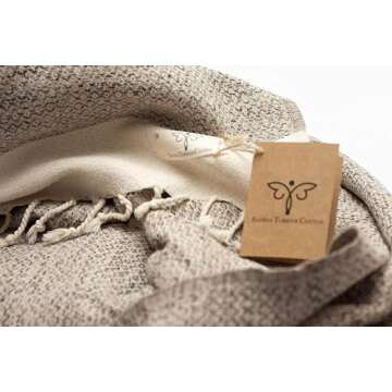 SMYRNA TURKISH COTTON Throw Blanket Vintage Series, 50x60 inch, Outdoor Blankets, Throws and Blankets for Couch, Sofa, Bed, Chair, Beach Picnic, Travel Boho Turkish Blanket Throw, Beige