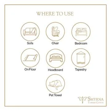 SMYRNA TURKISH COTTON Throw Blanket Vintage Series, 50x60 inch, Outdoor Blankets, Throws and Blankets for Couch, Sofa, Bed, Chair, Beach Picnic, Travel Boho Turkish Blanket Throw, Beige