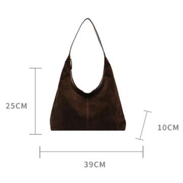 Trendy Suede Hobo Bag Crescent Shoulder Bag Women Retro Zipper Satchels Winter Purse College Tote Ha...