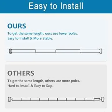 1 Inch Blackout Curtain Rods for Windows Patio, Adjustable Room Divider Curtain Rod Wall Mount & Ceiling Mount for Indoor & Outdoor, Black, 144" to 168"