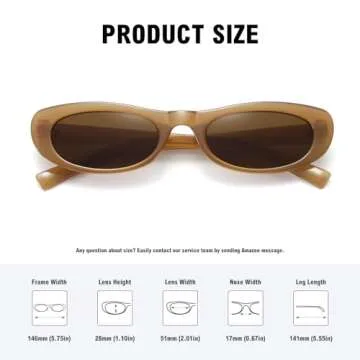 STORYCOAST Narrow Retro Oval Sunglasses for Women Men Fashion Small Frame Sun Glasses 90s Vintage Style Black+Brown