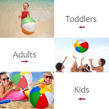 12 Beach Balls Bulk for Kids Large 16" Inflatable Fun