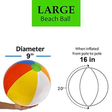 12 Beach Balls Bulk for Kids Large 16" Inflatable Fun