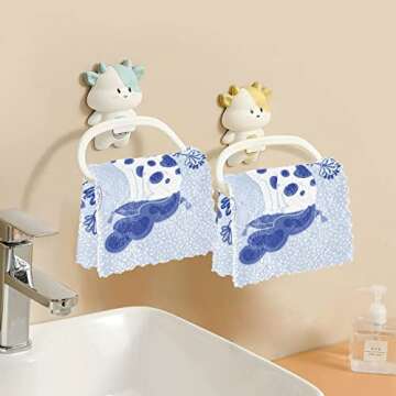 susiyo Staffordshire Dogs in Chinoiserie Style Blue and White Porcelain Kitchen Dish Cloths Reusable Soft Absorbent Quick Drying Windowpane Dish Towels Rag Set of 6, 11x11 Inches