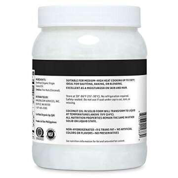 Amazon Brand - Happy Belly Unrefined Organic Virgin Coconut Oil, 54 fl oz (Pack of 1) (Previously Solimo)
