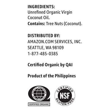 Amazon Brand - Happy Belly Unrefined Organic Virgin Coconut Oil, 54 fl oz (Pack of 1) (Previously Solimo)