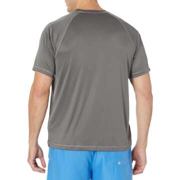 Amazon Essentials Men's Slim-Fit Short-Sleeve Quick-Dry UPF 50 Swim Tee, Charcoal, X-Small