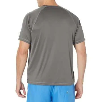 Amazon Essentials Men's Slim-Fit Short-Sleeve Quick-Dry UPF 50 Swim Tee, Charcoal, X-Small
