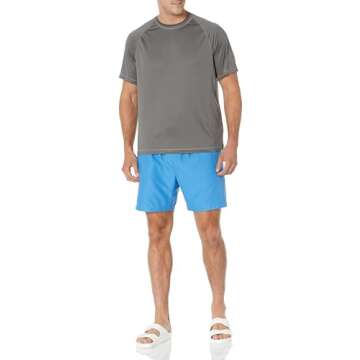 Amazon Essentials Men's Slim-Fit Short-Sleeve Quick-Dry UPF 50 Swim Tee, Charcoal, X-Small
