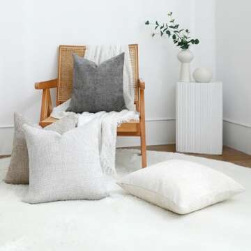 Stellhome Neutral Decorative Throw Pillow Covers Set of 4