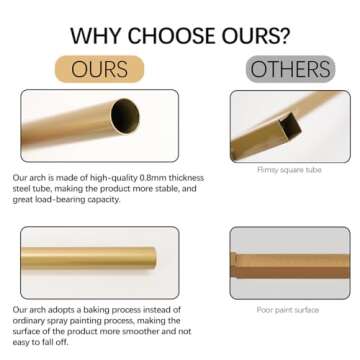 Vincidern 6.6 FT Wedding Arch Backdrop Stand for Parties, Balloon Arch Stand, Wedding Arches for Ceremony, Metal Arch Backdrop Stand for Bridal Baby Showers, Birthday Party Decoration Door Frame Gold