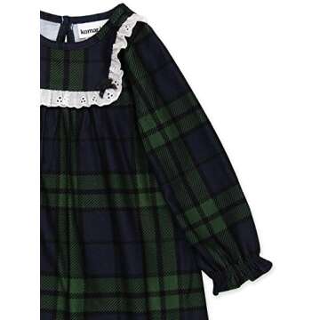 Komar Kids Big Girls Blue Green Plaid Christmas Holiday Nightgown Pajamas (4-5, Girls Green)