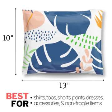 Poly Mailers 10x13 100 Pack | Self-Sealing Shipping Bags Envelopes for Small Business | Waterproof Durable Packaging | Floral Palm | Green Blue | à la mode Mailers