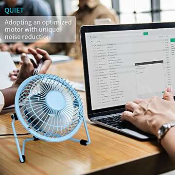 xasla Small USB Desk Fan - Quiet, Durable with Metal Design