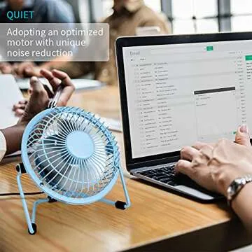 xasla Small USB Desk Fan - Quiet, Durable with Metal Design