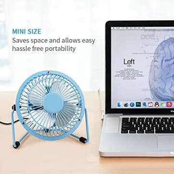xasla Small USB Desk Fan - Quiet, Durable with Metal Design