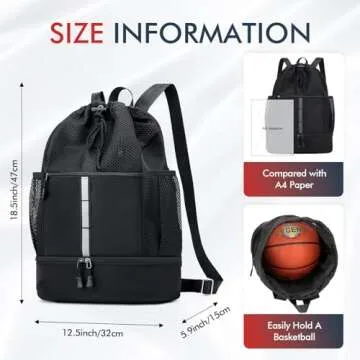 PinCute Drawstring Gym Bag with Wet Pocket & Shoe Compartment