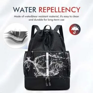 PinCute Drawstring Gym Bag with Wet Pocket & Shoe Compartment