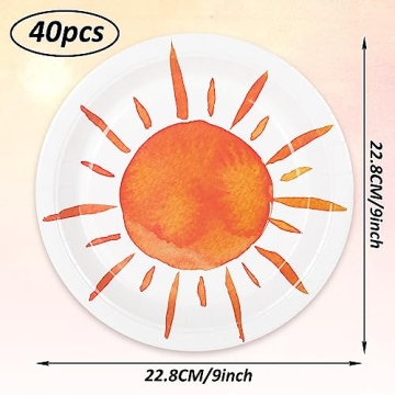 Whaline Boho Sun Plates 40Pcs Disposable Decor 9 Inch