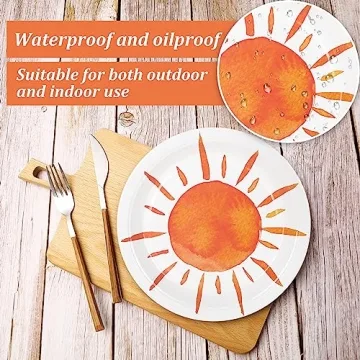 Whaline Boho Sun Plates 40Pcs Disposable Decor 9 Inch