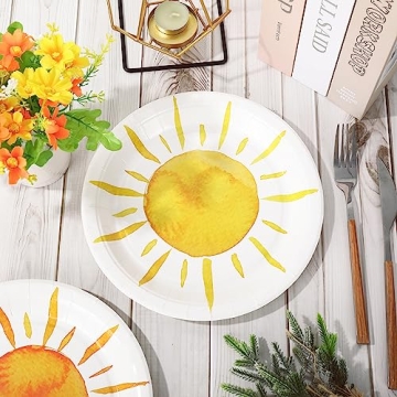 Whaline Boho Sun Plates 40Pcs Disposable Decor 9 Inch