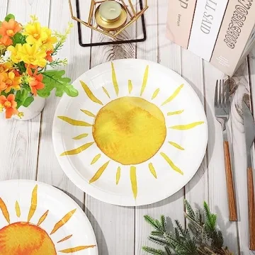 Whaline Boho Sun Plates 40Pcs Disposable Decor 9 Inch