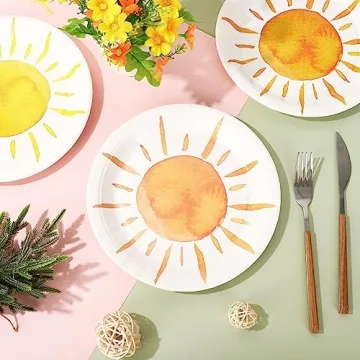 Whaline Boho Sun Plates 40Pcs Disposable Decor 9 Inch
