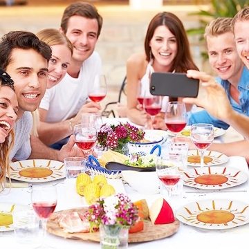 Whaline Boho Sun Plates 40Pcs Disposable Decor 9 Inch