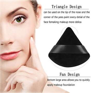 6 Pcs Makeup Sponge Set,Triangle Powder Puff and Beauty Blender,Make Up Sponges for Face,Velour Powd...