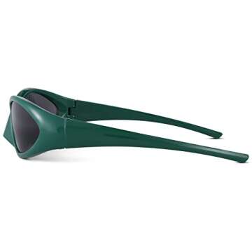 COASION Wrap Around Fashion Sunglasses Oval Dark Vintage Sun Glasses for Men Women Outdoor Sport Shades UV400 Eyeglasses (Green/Black)