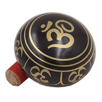 DharmaObjects Tibetan OM Singing Bowl Set for Meditation