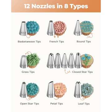 Kootek 71PCs Cake Decorating Supplies Kit with Revolving Cake Stand Turntable, 12 Numbered Icing Pip...