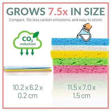 bioGo 30 Pack Compostable Pop-Up Sponges - Eco-Friendly, Non-Scratch Plant-Based Cleaning Tools