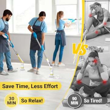 StarVal Electric Spin Scrubber: Cordless, Ergonomic, Multi-Function Cleaning Brush with 5 Heads