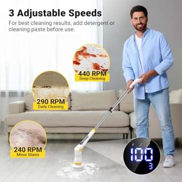 StarVal Electric Spin Scrubber - Versatile Cleaning Tool with LED Display