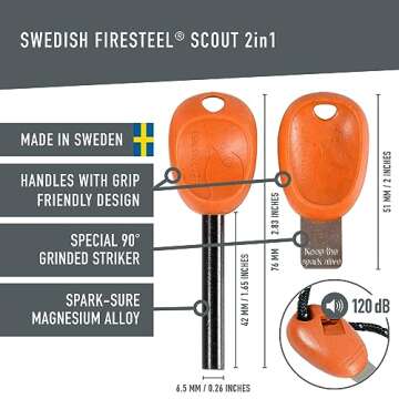 Light My Fire Fire Steel Scout - Magnesium Fire Starter Kit, 3000 Strikes, Waterproof, Bushcraft Gea...