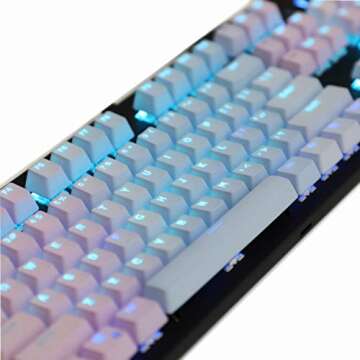 YMDK Double Shot 104 Dyed PBT Shine Through Keyset OEM Profile Keycap Set for Cherry MX Switches Mechanical Keyboard 104 87 61,Sunset Gradient (Only Keycap)
