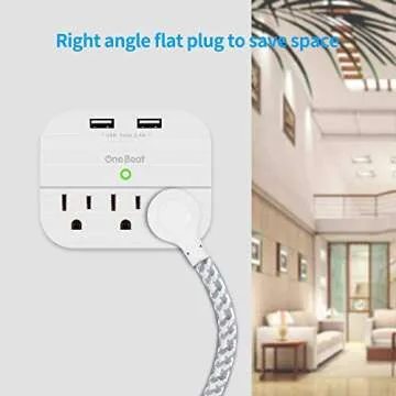 2 Pack Power Strip with USB Ports for Travel and Home Charging