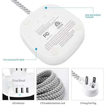 2 Pack Power Strip with USB Ports for Travel and Home Charging